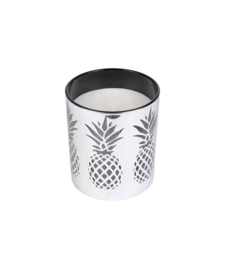 Bougie verrine ananas H 10 cm Argent ambré