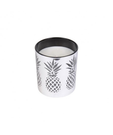 Bougie verrine ananas H 8 cm Argent ambré