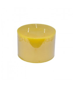 Bougie pilier 3 meches miel sauvage H 10 cm Jaune