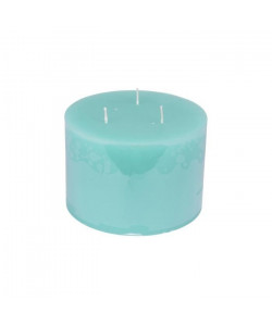 Bougie pilier 3 meches menthe givrée H 10 cm Bleu