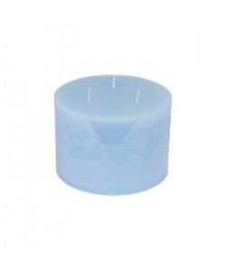 Bougie pilier 3 meches H 10 cm Bleu océan