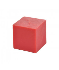 Bougie cube parfum fraise H 7,5 cm Rouge