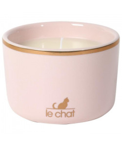 LE CHAT Bougie parfumée Iris et Jasmin Premium  Céramique laqué  rose et or  Ř 8,5 x H 5,8 cm