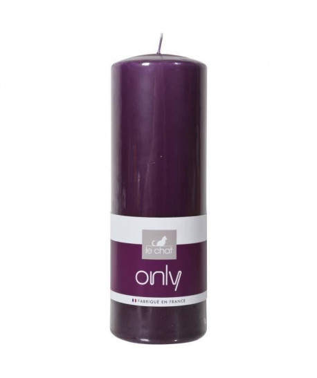 LE CHAT Bougie cylindrique  Ř 6,8 x H 19,5 cm  Violet Aubergine