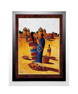 MÖGA Image encadrée Marché Dogon 67x87 cm Marron