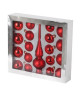 Set de 19 boules de Noël en verre avec 1 cimier  Ř 6 / 5 cm  Ř 6 x H 27 cm  Rouge