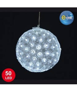 Boule lumineuse 50 LED diametre 10 cm blanche