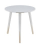PENCIL Bout de canapé/table d\'appoint ronde style scandinave blanc et naturel  L 40 x l 40 cm