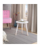 PENCIL Bout de canapé/table d\'appoint ronde style scandinave blanc et naturel  L 40 x l 40 cm