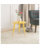 PENCIL Bout de canapé/Table d\'appoint ronde style scandinave jaune et naturel  L 40 x l 40 cm