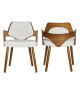 Ensemble Bureau FIFTIES décor noyer pieds en métal  chaise de salle a manger KIRUNA en bois bambou blanc