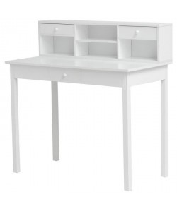 WHITE Bureau classique en bois blanc  L 100 cm