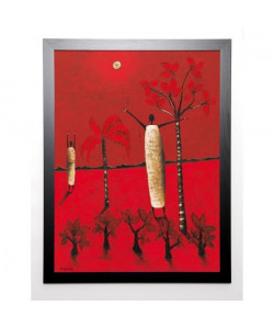 RAUSCHER MICHEL Image encadrée Si pres, si loin 67x87 cm Rouge