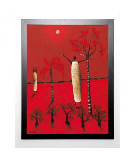 RAUSCHER MICHEL Image encadrée Si pres, si loin 67x87 cm Rouge