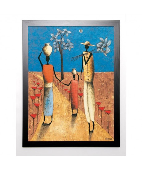 RAUSCHER MICHEL Image encadrée La famille et l\'arbre bleu 67x87 cm Multicolore