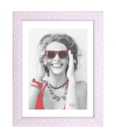 KID Cadre photo a pois 18x24 cm rose et blanc