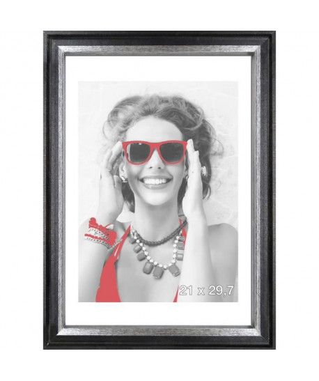 WOOD Cadre photo 21x29,7 cm noir, rouge et gris