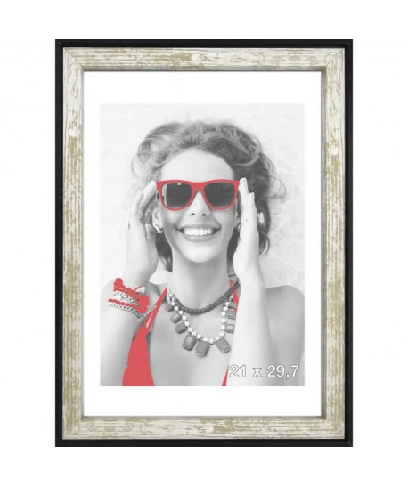 WOOD Cadre photo 21x29,7 cm gris, rouge et noir