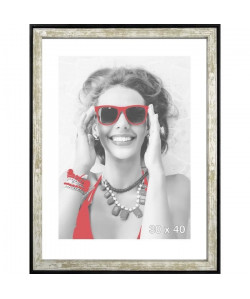 WOOD Cadre photo 30x40 cm gris, rouge et noir