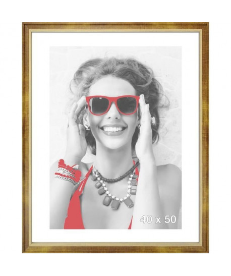 WOOD Cadre photo 40x50 cm miel, rouge et gris