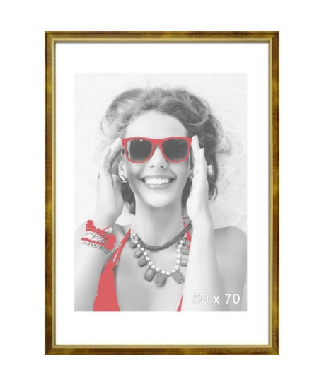 WOOD Cadre photo 50x70 cm miel, rouge et gris