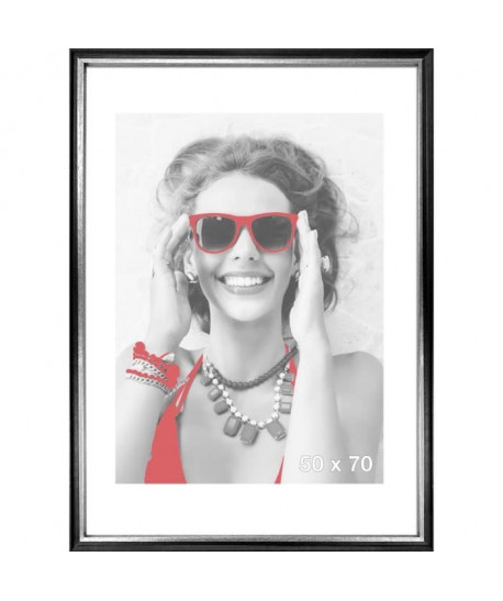 WOOD Cadre photo 50x70 cm noir, rouge et gris