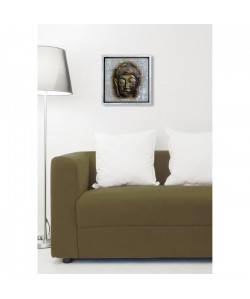 BOUDDHA Tableau déco Cadre coffre 33x33 cm gris, noir et beige