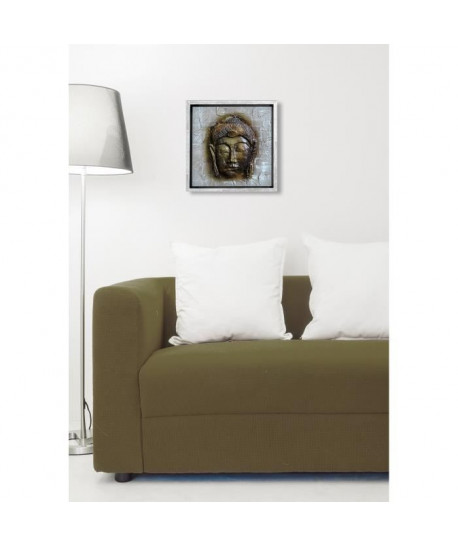 BOUDDHA Tableau déco Cadre coffre 33x33 cm gris, noir et beige