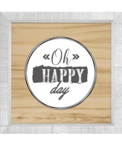 HAPPY DAY Tableau déco encadré 21x21 cm marron