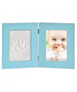 Cadre photo 13x18 cm bois avec coffret kit pour empreinte Bleu