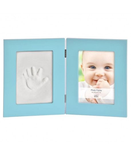 Cadre photo 13x18 cm bois avec coffret kit pour empreinte Bleu