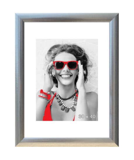 Cadre photo Athenes  30x40  Argent strié  Moulure 30x12mm