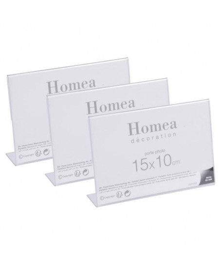 Lot de 3 portephotos a poser Homea 15x10 cm transparent