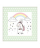 Image encadrée type coffre Licorne arc en ciel  MDF  22x22 cm  Vert et blanc  Moulure blanc mat 40x15 cm