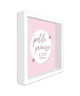 Image encadrée type coffre Petite princesse  MDF  22x22 cm  Rose et noir  Moulure blanc mat 40x15 cm