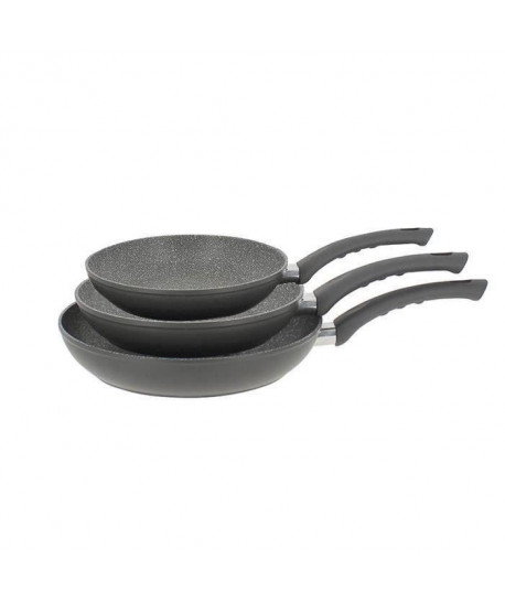 THEKITCHENETTE Casserole antiadhésif  16 /18/ 20 cm  Pierre mat  Lot de 3