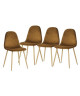 CHARLTON VELVET Lot de 4 chaises de salle a manger  Métal imprimé bois revetu de velours marron  Scandinave  L 43 x P 55 cm