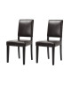 LEESTON Lot de 2 chaises de salle a manger  Simili marron foncé  Classique  L 50 x P 56 cm