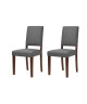 LEESTON Lot de 2 chaises de salle a manger  Simili gris foncé  Classique  L 50 x P 56 cm