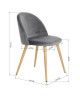 ZOMBA Lot de 2 chaises en velours gris  Pieds décor bois  Scandinave  L 46 x P 50 cm