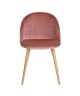 ZOMBA Lot de 2 chaises en velours rose  Pieds décor bois  Scandinave  L 46 x P 50 cm