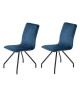 LINNEA VELVET Lot de 2 chaises de salle a manger  Métal revetu de velours bleu  Contemporain  L 46 x P 58 cm