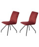 LINNEA VELVET Lot de 2 chaises de salle a manger  Métal revetu de velours rouge  Contemporain  L 46 x P 58 cm