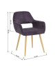 CROMWELL Chaise de salle a manger en métal imprimé bois  Revetement tissu violette  Scandinave  L 56 x P 56 cm