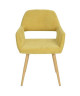 CROMWELL Chaise de salle a manger en métal imprimé bois  Revetement tissu jaune  Style scandinave  L 56 x P 56 cm