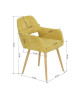 CROMWELL Chaise de salle a manger en métal imprimé bois  Revetement tissu jaune  Style scandinave  L 56 x P 56 cm