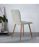 SCARGILL Lot de 4 chaises en tissu gris  Pieds décor bois  Scandinave  L 44 x P 54 cm