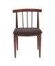 HULDA Lot de 2 chaises de salle a manger en métal imprimé bois  Revetement tissu marron  Vintage  L 50 x P 42 cm