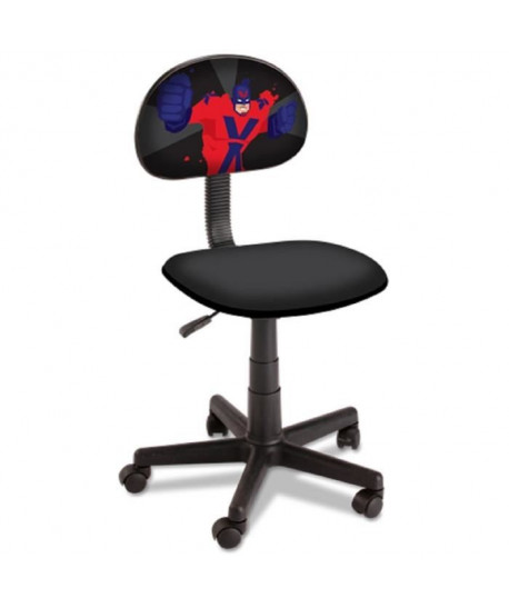 SUPER HERO Chaise de bureau réglable et sur roulettes  En tissu noir