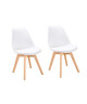 BJORN Lot de 2 chaises de salle a manger  Simili blanc  Scandinave  L 48 x P 57 cm